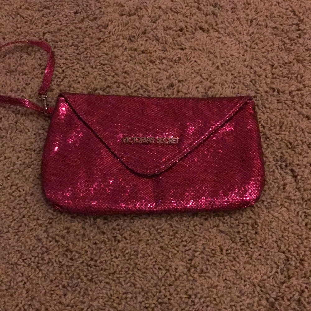 Pink glitter wristlet